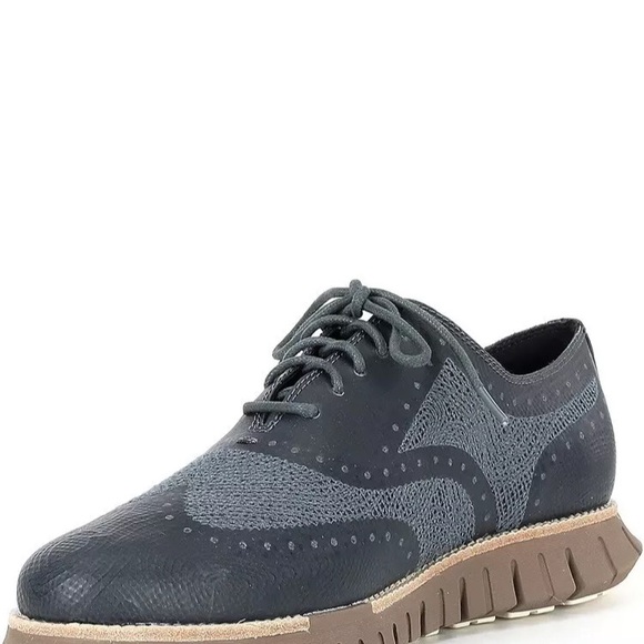 Cole Haan Men’s Zerogrand Embrostitch Oxford Stormy Weather/ Rich Coffee. NWOT.